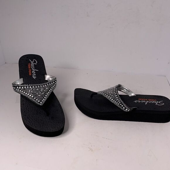 skechers‎ memory foam sandals womens with embellishments - Picture 1 of 5